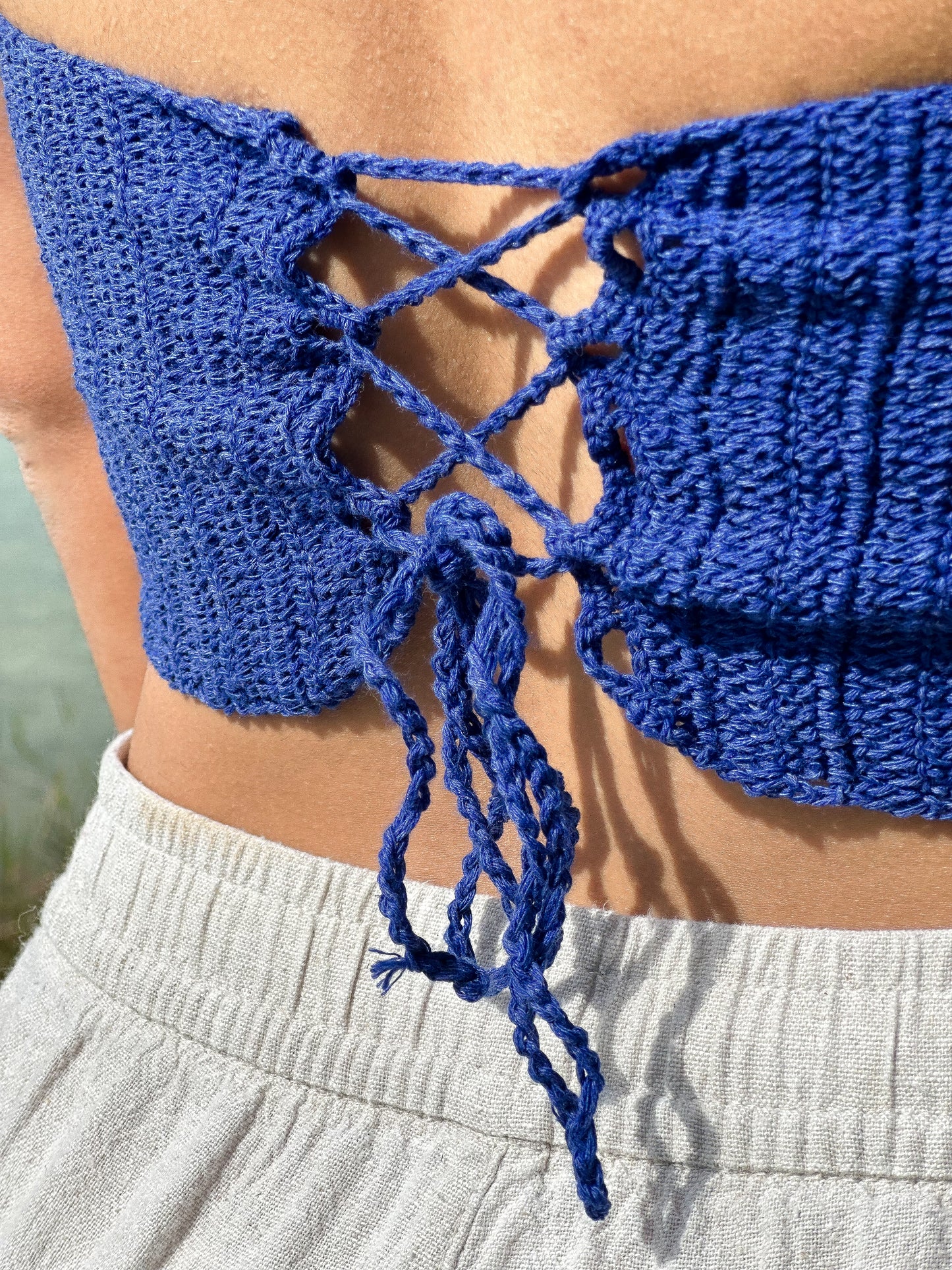 Classic Crochet Top Tied Neck