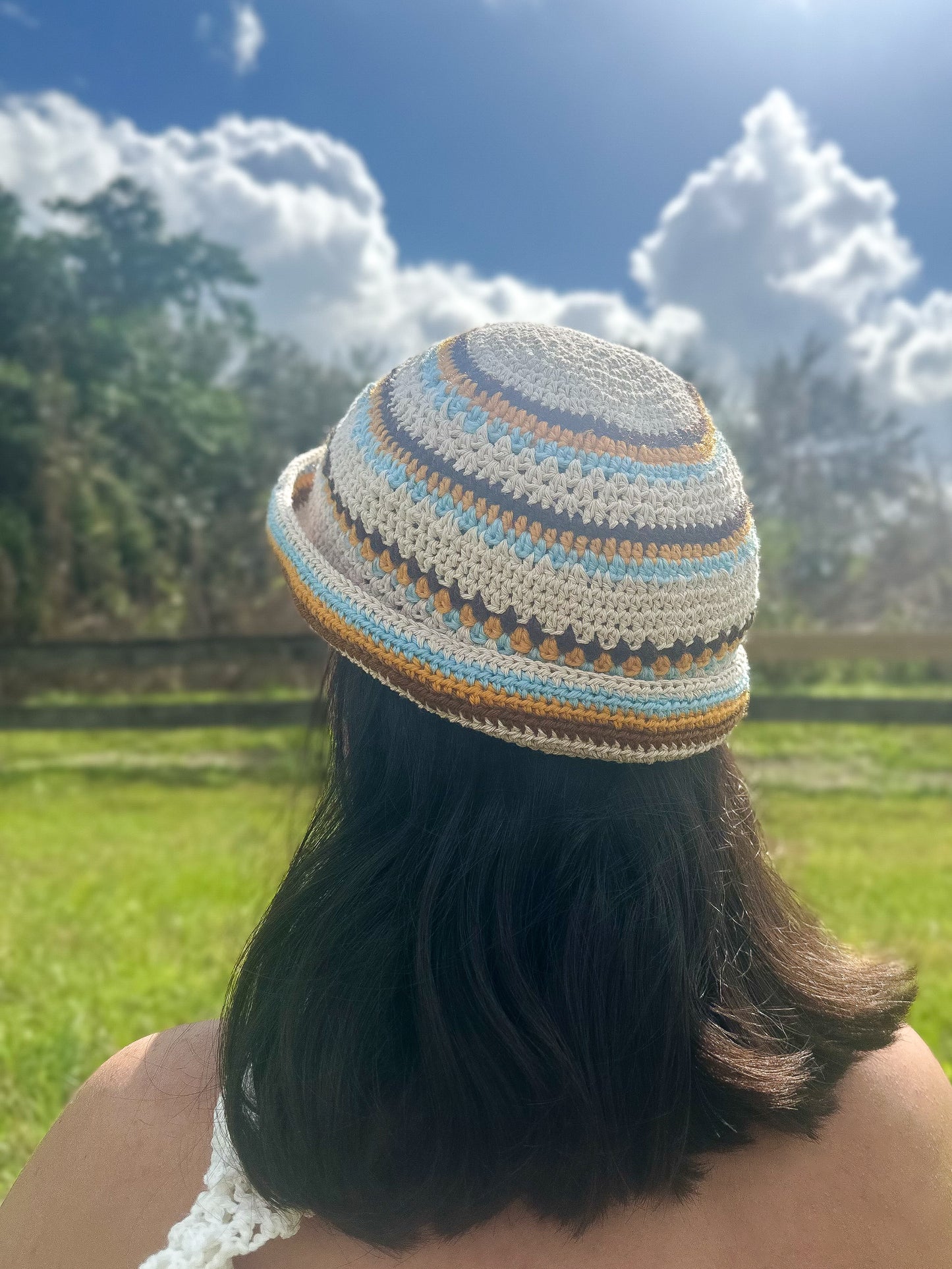 Crochet Bucket Hat Sunset